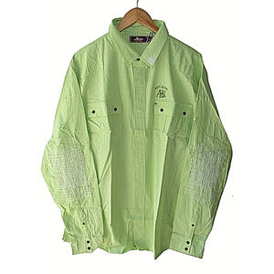 Akoo Size 2XL Green Plaid Micro Check Embroidered Button Front Shirt